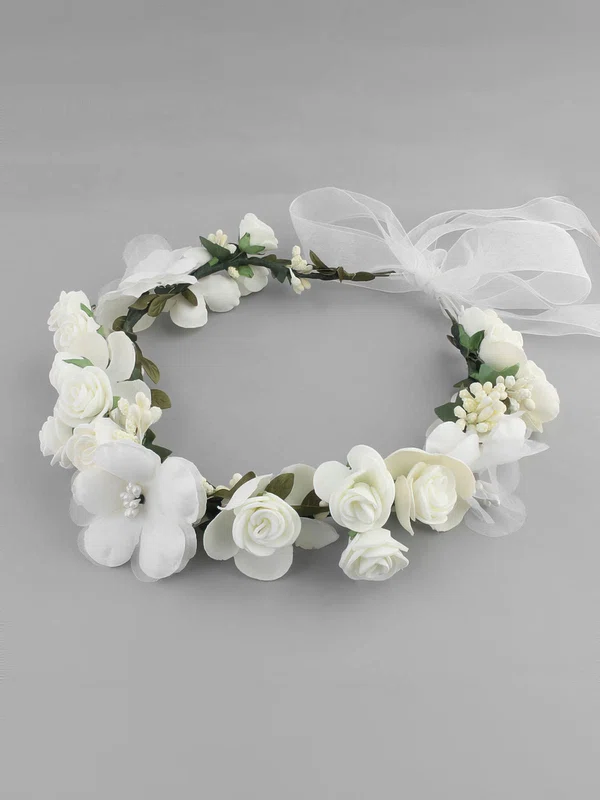 Headbands Silk Flower White Headpieces #UKM03020332