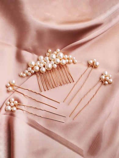 Hairpins Imitation Pearls Gold Headpieces #UKM03020414