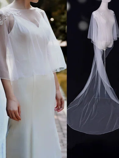 Shawl Tulle 3/4-Length Sleeve Appliques Lace #UKM03040118