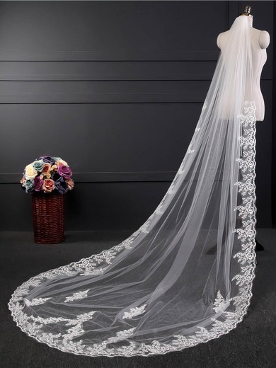 Chapel Bridal Veils One-tier Lace Applique Edge Applique Classic #UKM03010175