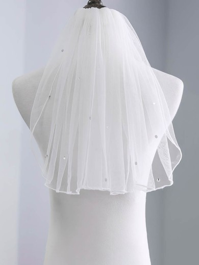 Elbow Bridal Veils One-tier Ribbon Edge Beading Cascade #UKM03010181
