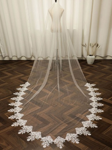 Chapel Bridal Veils One-tier Lace Applique Edge Applique Classic #UKM03010210