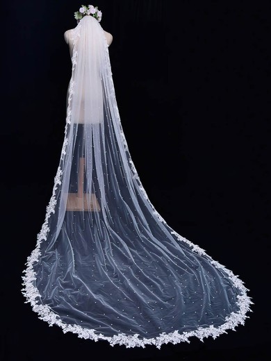 Cathedral Bridal Veils One-tier Lace Applique Edge Applique Classic #UKM03010230