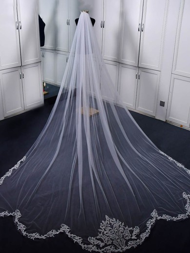 Cathedral Bridal Veils One-tier Lace Applique Edge Applique Classic #UKM03010231