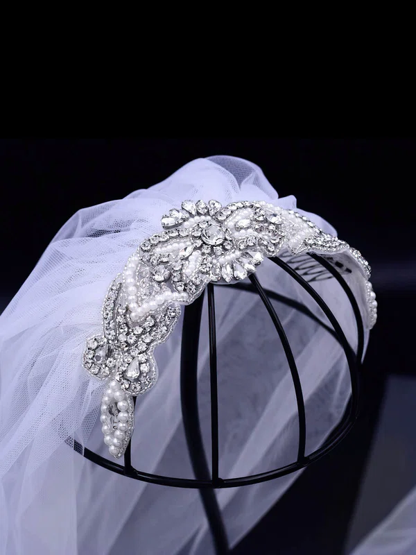 Waltz Bridal Veils One-tier Cut Edge Faux Pearl Classic #UKM03010234