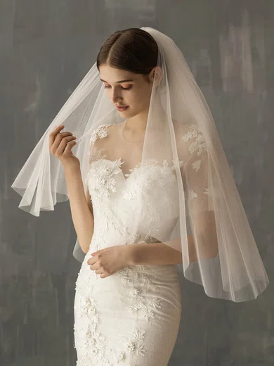 Fingertip Bridal Veils Two-tier Cut Edge Classic #UKM03010253