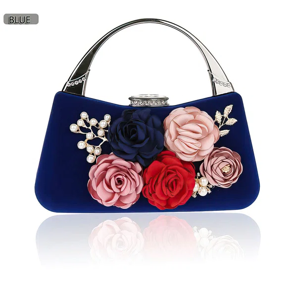 Black Wedding Velvet Flower Personalized Handbags #UKM03160320