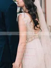 Chiffon Scalloped Neck A-line Floor-length Appliques Lace Wedding Dresses #UKM00024061