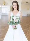 Ball Gown V-neck Satin Court Train Wedding Dresses With Appliques Lace #UKM00024083