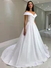 Ball Gown Off-the-shoulder Satin Sweep Train Wedding Dresses #UKM00024121