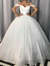 Ball Gown/Princess Off-the-shoulder Glitter Sweep Train Wedding Dresses #UKM00024124