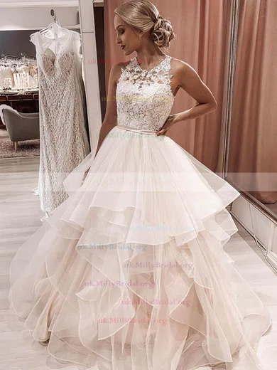 Cascading ruffles wedding dress best sale