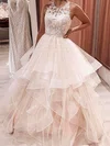 Ball Gown/Princess Illusion Tulle Sweep Train Wedding Dresses With Cascading Ruffles #UKM00024133