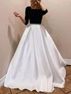 Ball Gown Square Neckline Satin Sweep Train Wedding Dresses With Beading #UKM00024135