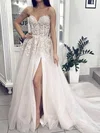 Ball Gown/Princess Sweetheart Tulle Sweep Train Wedding Dresses With Split Front #UKM00024168