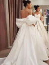 Ball Gown Sweetheart Satin Sweep Train Wedding Dresses With Pockets #UKM00024186