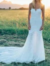 Trumpet/Mermaid Sweetheart Lace Sweep Train Wedding Dresses #UKM00024192