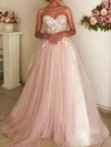 Ball Gown Sweetheart Tulle Sweep Train Wedding Dresses With Appliques Lace #UKM00024193