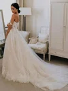 Ball Gown Off-the-shoulder Tulle Court Train Wedding Dresses With Appliques Lace #UKM00024200