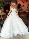 Ball Gown Sweetheart Tulle Sweep Train Wedding Dresses With Appliques Lace #UKM00024204