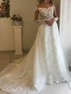 Ball Gown/Princess Illusion Tulle Sweep Train Wedding Dresses With Beading #UKM00024208