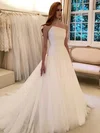 Ball Gown Straight Tulle Sweep Train Wedding Dresses #UKM00024215