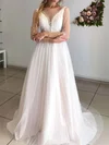 Ball Gown/Princess Illusion Tulle Sweep Train Wedding Dresses With Beading #UKM00024216