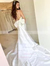 Silk-like Satin V-neck A-line Court Train Bow Wedding Dresses #UKM00024220