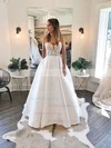 Satin Strapless Ball Gown Sweep Train Pockets Wedding Dresses #UKM00024230