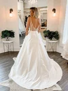 Ball Gown Square Neckline Satin Sweep Train Wedding Dresses With Pockets #UKM00024231
