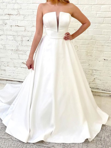 Ball Gown/Princess Straight Satin Court Train Wedding Dresses #UKM00024233