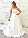 Ball Gown Straight Satin Court Train Wedding Dresses #UKM00024233