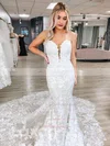 Tulle Sweetheart Trumpet/Mermaid Court Train Appliques Lace Wedding Dresses #UKM00024279