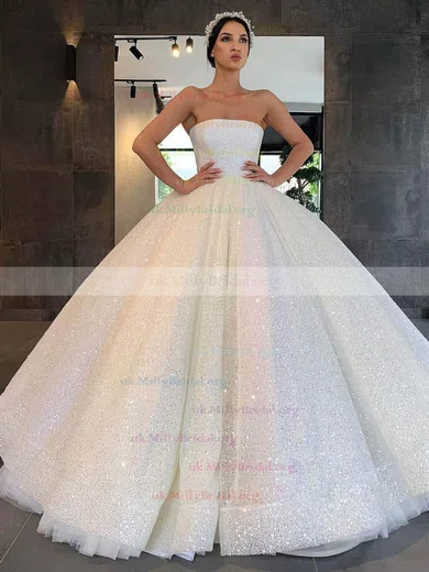 Ball Gown Straight Glitter Sweep Train Wedding Dresses MillyBridal