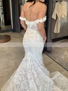 Lace Off-the-shoulder Trumpet/Mermaid Court Train Flower(s) Wedding Dresses #UKM00024343