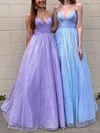 Ball Gown/Princess Floor-length V-neck Glitter Prom Dresses #UKM020107741