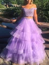 Organza Off-the-shoulder Ball Gown/Princess Floor-length Beading Prom Dresses #UKM020107594