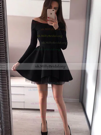 Long sleeve black a line dress sale