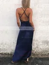 Sheath/Column Cowl Neck Silk-like Satin Ankle-length Split Front Prom Dresses #UKM020106589