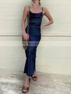Sheath/Column Cowl Neck Silk-like Satin Ankle-length Split Front Prom Dresses #UKM020106612