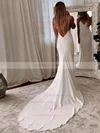 Trumpet/Mermaid V-neck Chiffon Sweep Train Wedding Dresses #UKM00024356