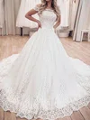 Ball Gown/Princess Off-the-shoulder Lace Court Train Wedding Dresses #UKM00024360