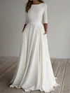 A-line Scoop Neck Chiffon Sweep Train Wedding Dresses With Pockets #UKM00024370