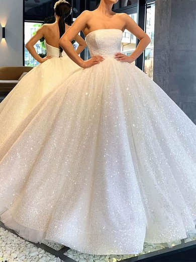 Ball Gown/Princess Straight Glitter Court Train Wedding Dresses #UKM00024372