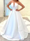 Ball Gown/Princess V-neck Satin Court Train Wedding Dresses #UKM00024375