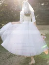 A-line Square Neckline Satin Tulle Tea-length Bow Wedding Dresses #UKM00024383