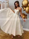 A-line Sweetheart Silk-like Satin Ankle-length Ruffles Wedding Dresses #UKM00024411