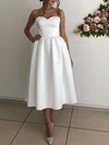 A-line Sweetheart Silk-like Satin Tea-length Wedding Dresses #UKM00024412