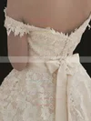 Ball Gown Off-the-shoulder Lace Tea-length Sashes / Ribbons Wedding Dresses #UKM00024414