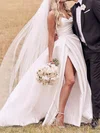 Ball Gown/Princess V-neck Satin Court Train Wedding Dresses With Split Front #UKM00024420